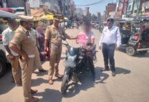 यातायात नियमों के उल्लंघन पर चला अभियान